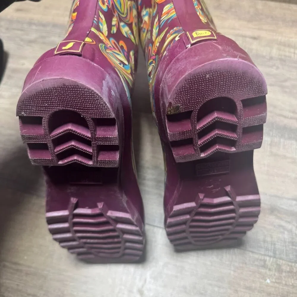 Sakroots Mulberry Floral Rubber Rain Boots Women's Size 10